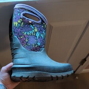 Bogs Kids Boots with Purple Floral Design